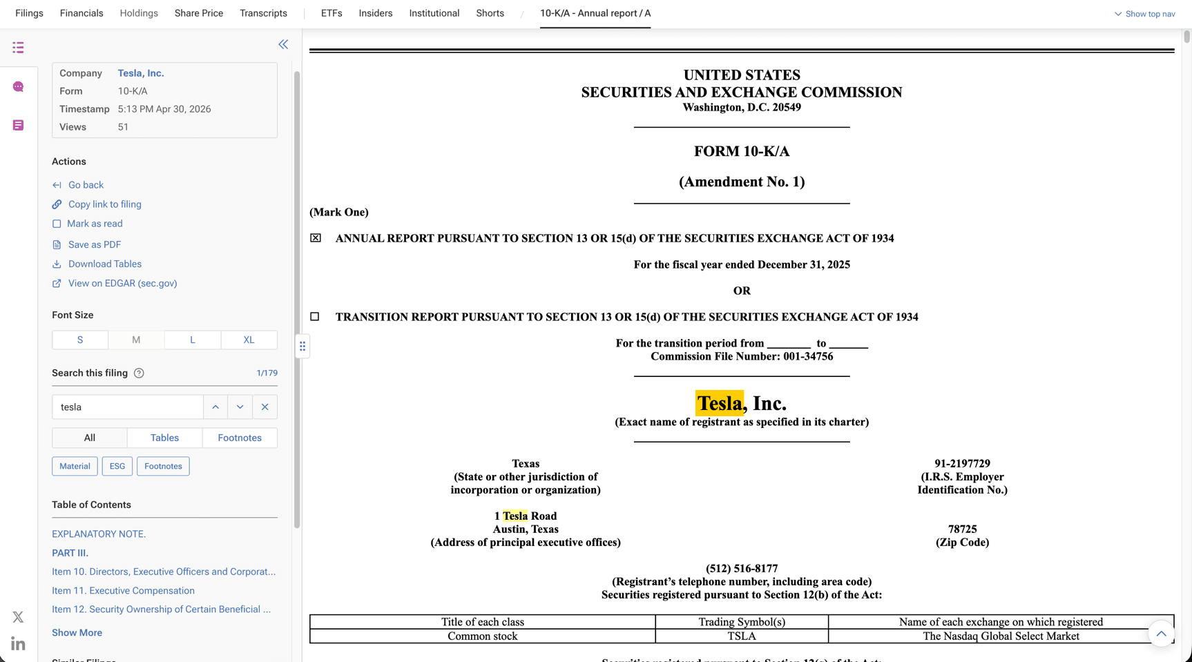 Filing Viewer Example Image