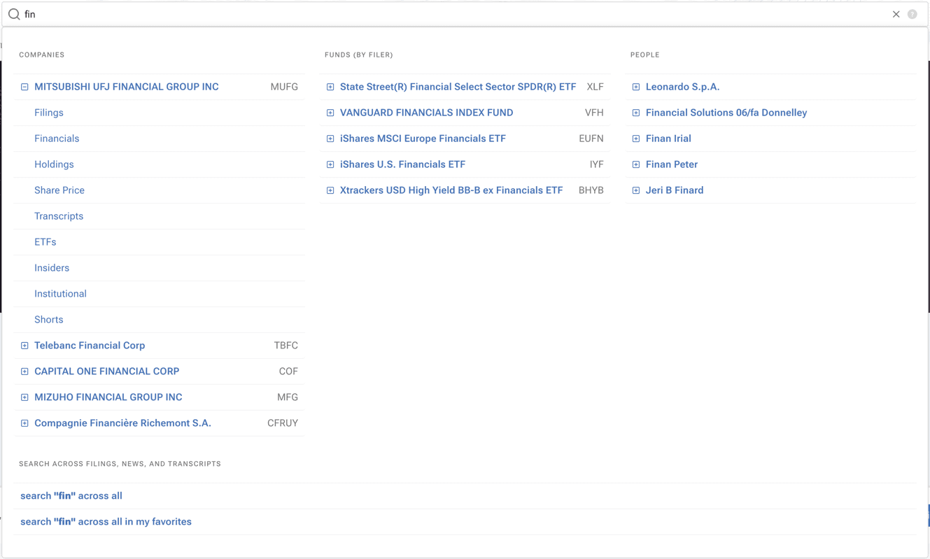 Image showcasing feature: Instantly search EDGAR and transcripts