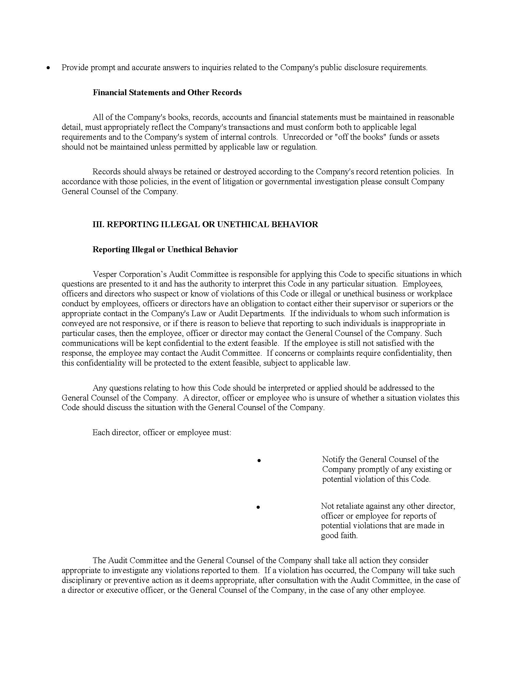 VESPER CORPORATIONS CODE OF ETHICS FOR DIRECTORS OFFICERS AND EMPLOYEES AS FILED_Page_4.jpg