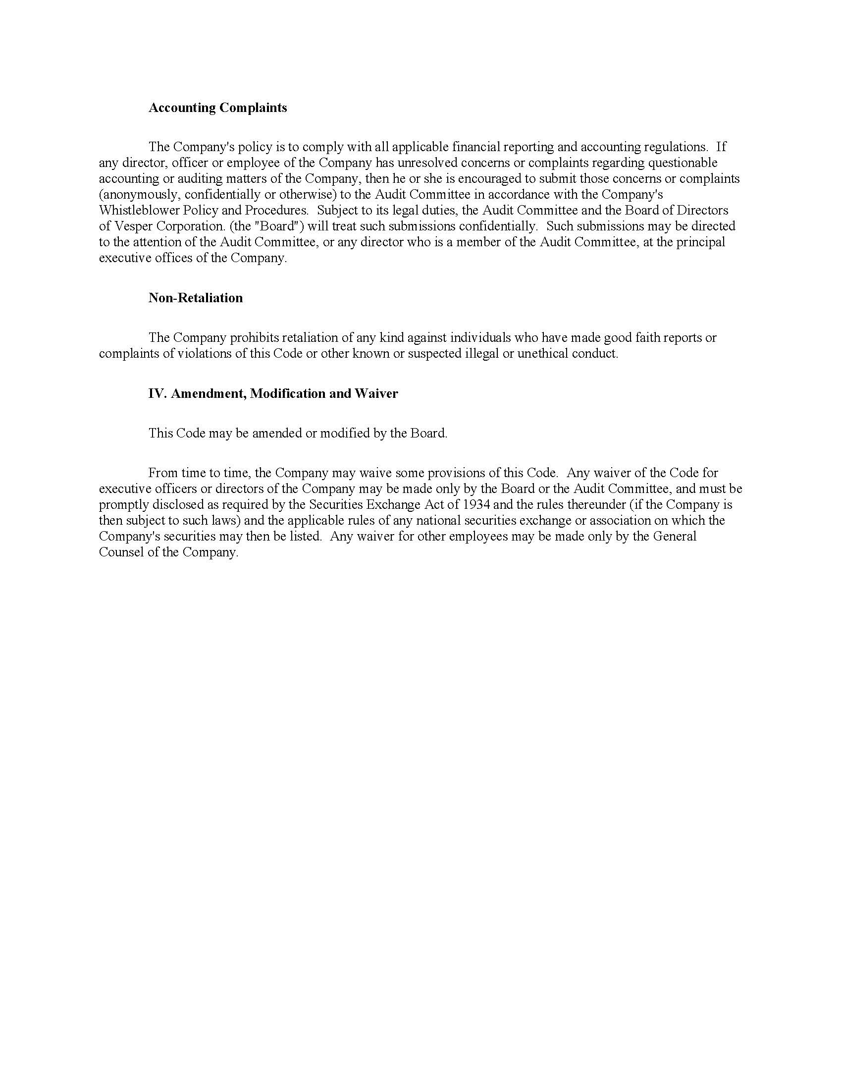 VESPER CORPORATIONS CODE OF ETHICS FOR DIRECTORS OFFICERS AND EMPLOYEES AS FILED_Page_5.jpg