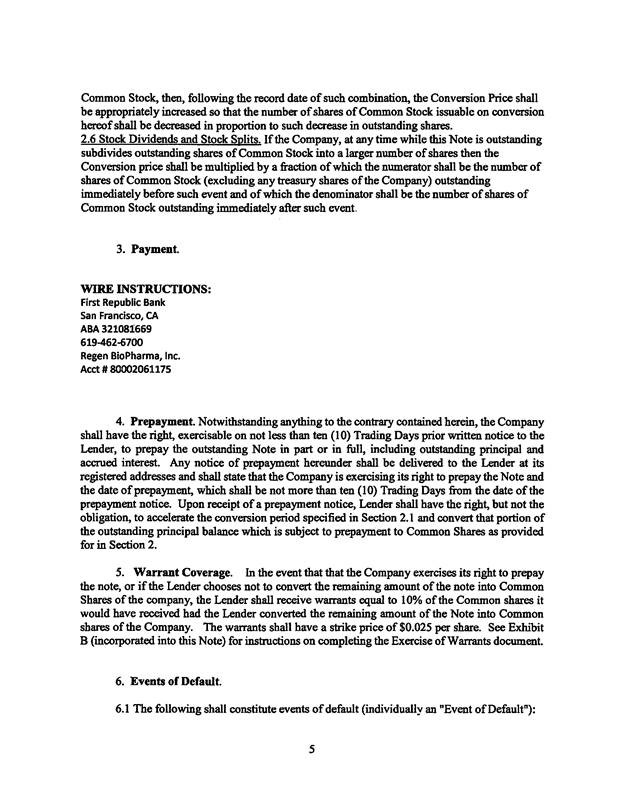 Z:\2024 OPERATIONS\EDGAR\09 SEPTEMBER\REGEN BIOPHARMA, INC\09-11-2024\Form 1-A\Draft\Production\Dont\ex18