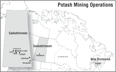 (CANADIAN MINING OPERATIONS MAP)