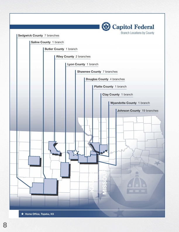 Map of Branches of Capitol Federal Savings Bank