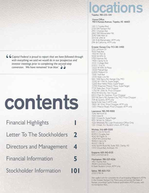 CFFN Annual Report Contents and Locations
