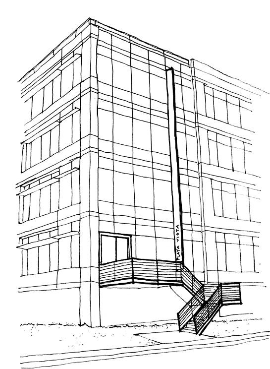 (GRAPHIC OF SUBTENANT STAIRS, ENTRY DOOR AND SIGNAGE)