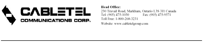 (CABLETEL COMMUNICATIONS CORP. LETTERHEAD)