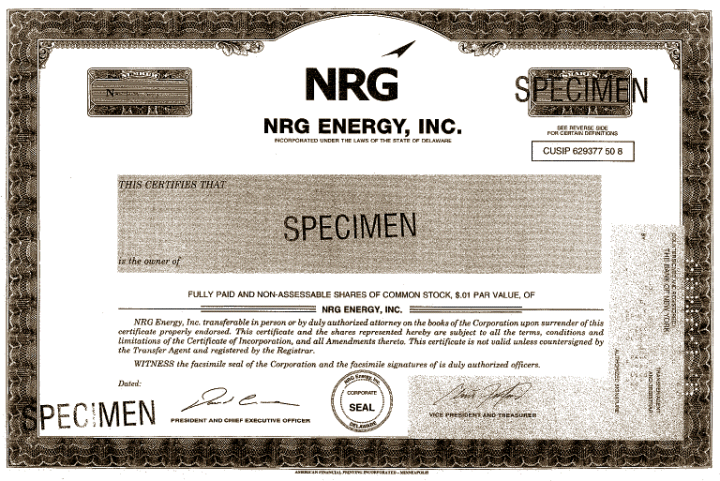 (STOCK CERTIFICATE)