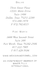 (WEAVER AND TIDWELL LLP LETTERHEAD)