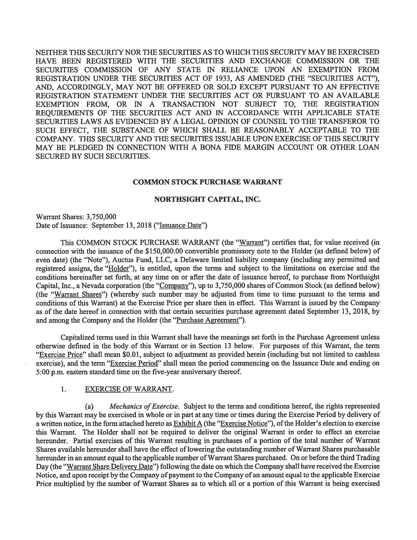 Exhibit 10.4 Warrant Auctus NCAP 2018-09-13 (LC)(Signed)_Page_01.jpg
