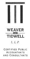 (WEAVER AND TIDWELL LLP LETTERHEAD)