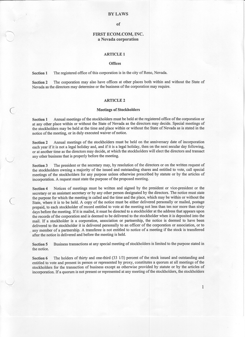 ByLaws Page 1