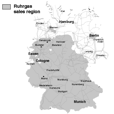 RUHRGAS SALES REGION MAP