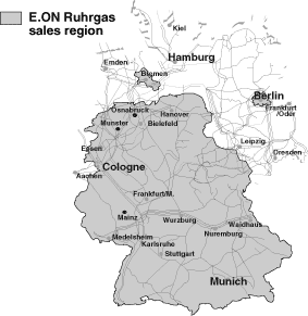 (RUHRGAS SALES REGION MAP)