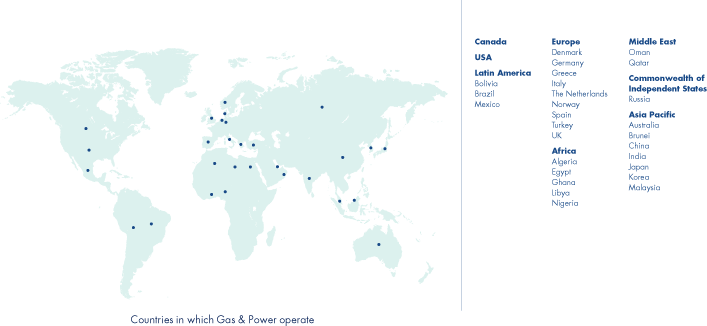 (COUNTRIES IN WHICH GAS & POWER OPERATE MAP)