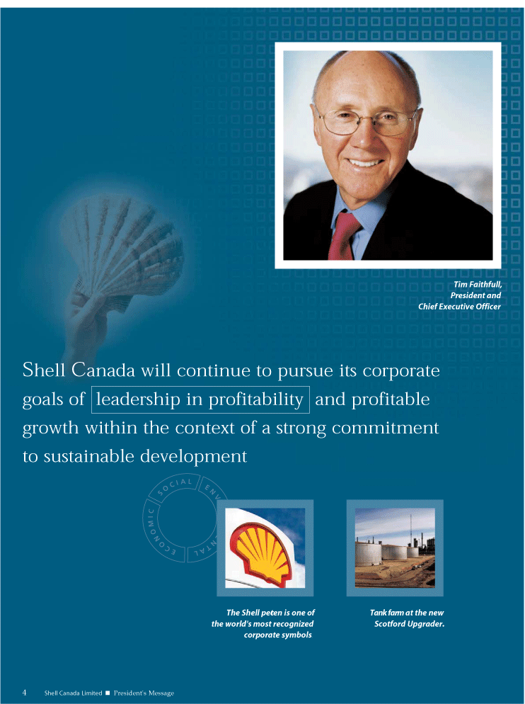 (SHELL CANADA ANNUAL REPORT 2002 — PRESIDENT'S MESSAGE)