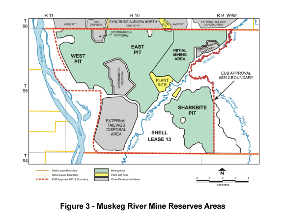 (Muskeg River Mine Reserves Areas Map)