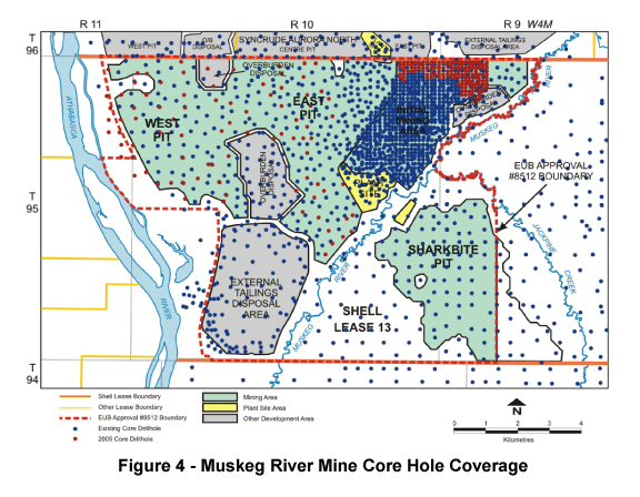 (Muskeg River Mine Core Hole Coverage Map)
