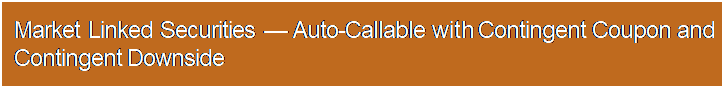 "Text Box: Market Linked Securities ??? Auto-Callable with Contingent Coupon and Contingent Downside"