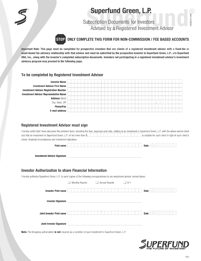 (SUBSCRIPTION AGREEMENTS INSTRUCTIONS)