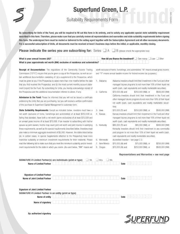 (SUITABILITY REQUIREMENTS FORM)