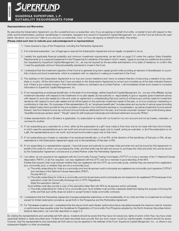 SUITABILITY REQUIREMENTS CHECKLIST