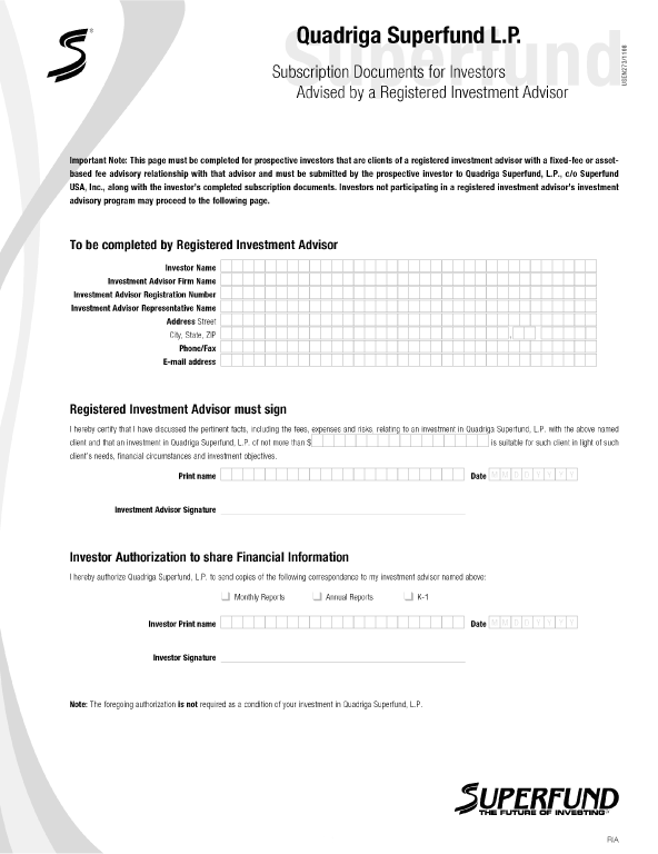 (SUBSCRIPTION AGREEMENTS INSTRUCTIONS)