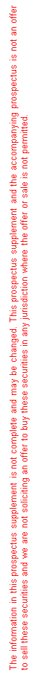 Text Box: The information in this prospectus supplement is not complete and may be changed. This prospectus supplement and the accompanying prospectus is not an offer to sell these securities and we are not soliciting an offer to buy these securities in any jurisdiction where the offer or sale is not permitted.
