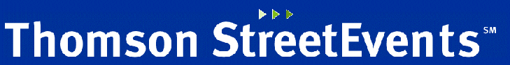 (THOMSON STREETEVENTS LOGO)