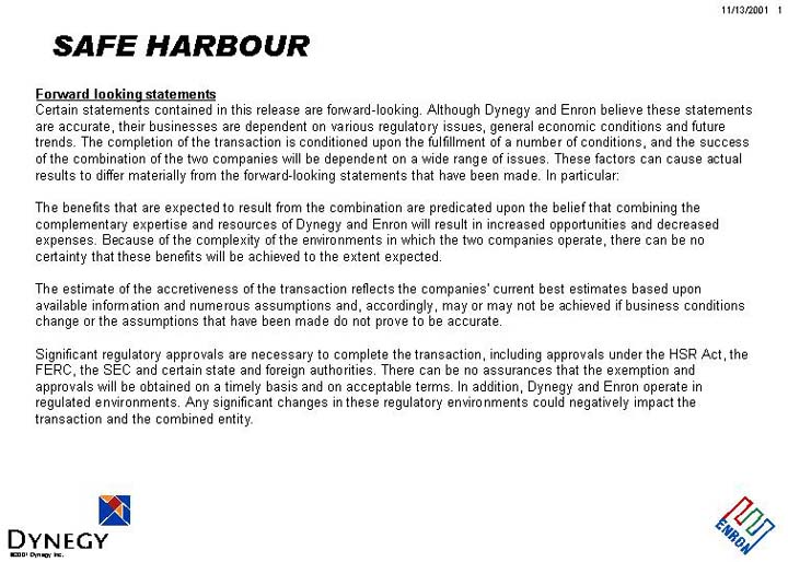 (SAFE HARBOUR)