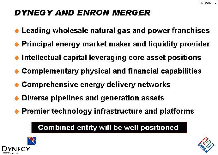 (DYNEGY AND ENRON MERGER)