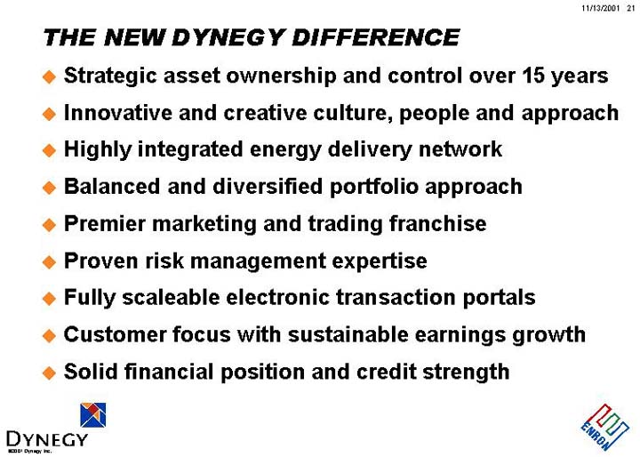 (THE NEW DYNEGY DIFFERENCE)