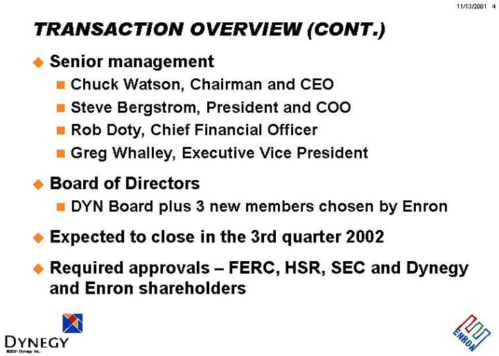 (TRANSACTION OVERVIEW (CONT.))