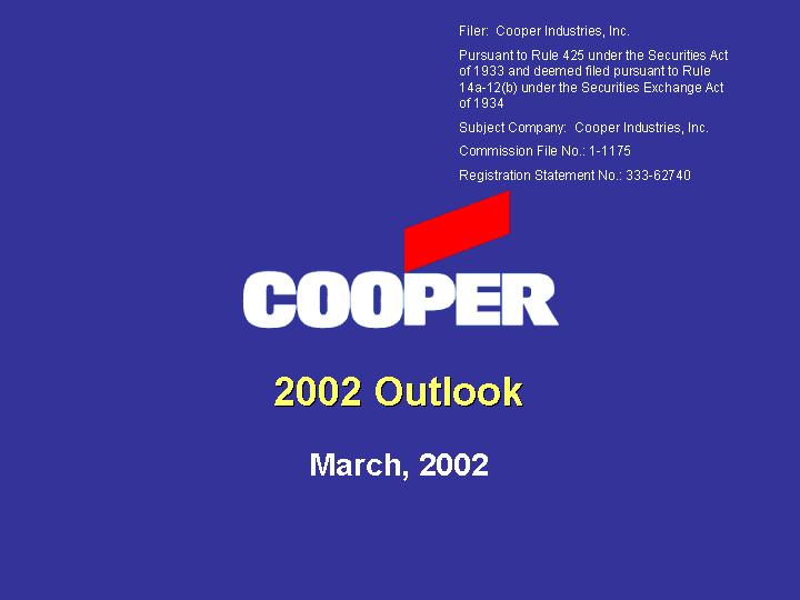 (COOPER INDUSTRIES, INC. COVER PAGE)