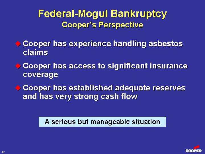 (FEDERAL-MOGUL BANKRUPTCY COOPER'S PERSPECTIVE)