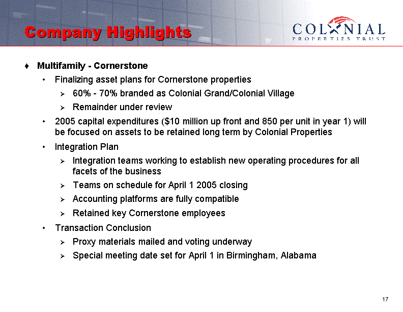 (COMPANY HIGHLIGHTS)