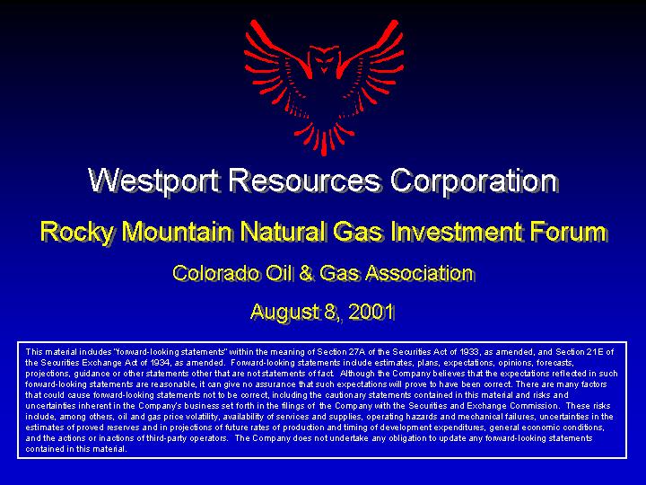 (WESTPORT RESOURCES CORPORATION FRONT COVER)