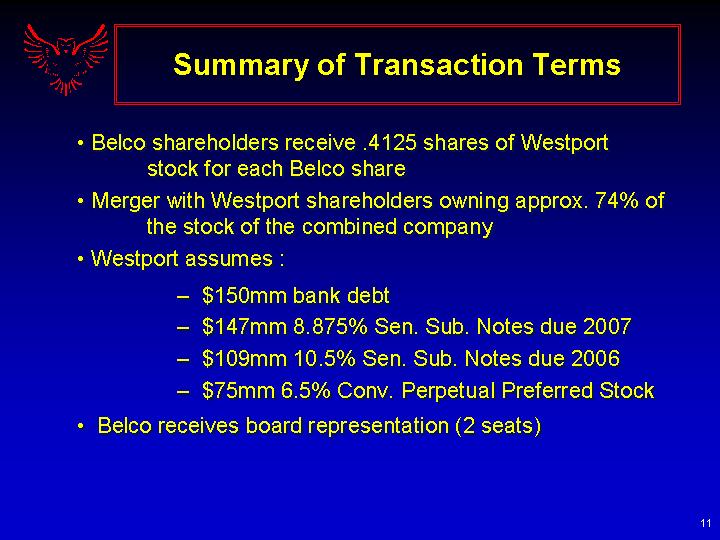 (SUMMARY OF TRANSACTION TERMS)