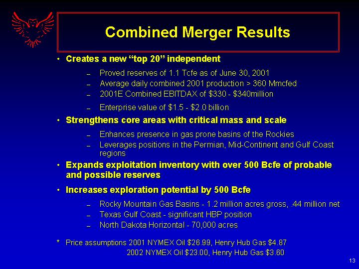 (COMBINED MERGER RESULTS)