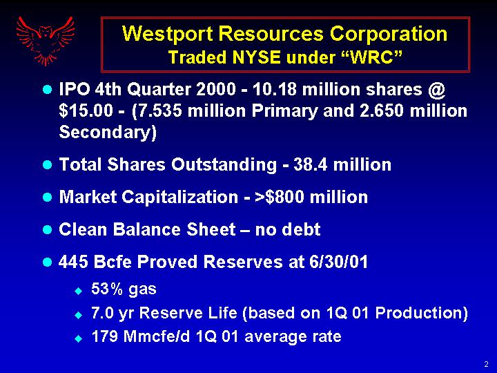 (WESTPORT RESOURCES CORPORATION TRADED NYSE UNDER "WRC")