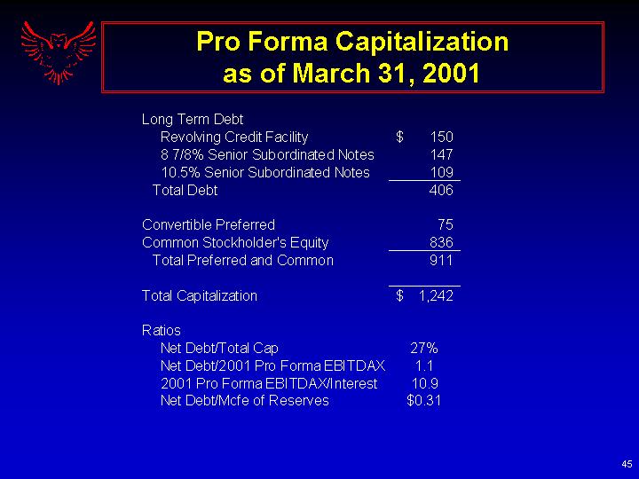 (PRO FORMA CAPITALIZATION AS OF MARCH 31, 2001)