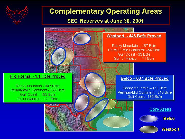 (COMPLEMENTARY OPERATING AREAS SEC RESERVES AT JUNE 30, 2001)