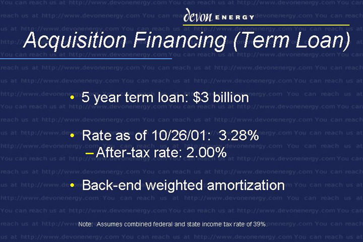 (ACQUISITION FINANCING, TERM LOAN)