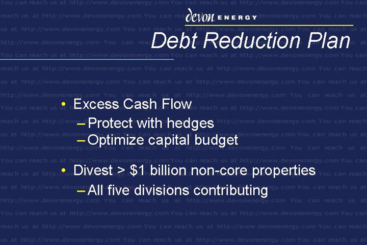 (DEBT REDUCTION PLAN)