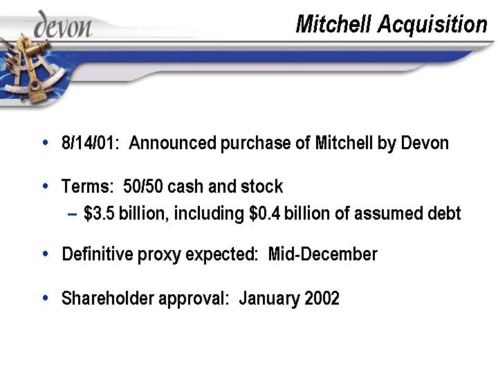 (MITCHELL ACQUISITION)