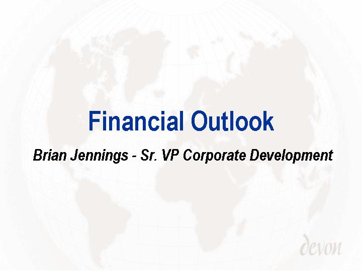 (FINANCIAL OUTLOOK)