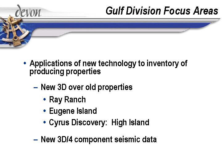 (GULF DIVISION FOCUS AREAS)