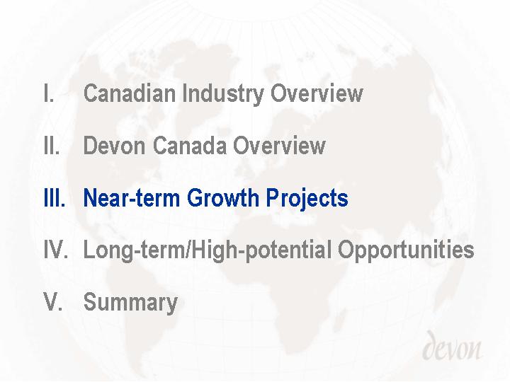 (OUTLINE – NEAR-TERM GROWTH PROJECTS)