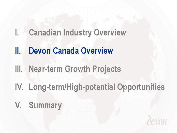 (OUTLINE – DEVON CANADA OVERVIEW)