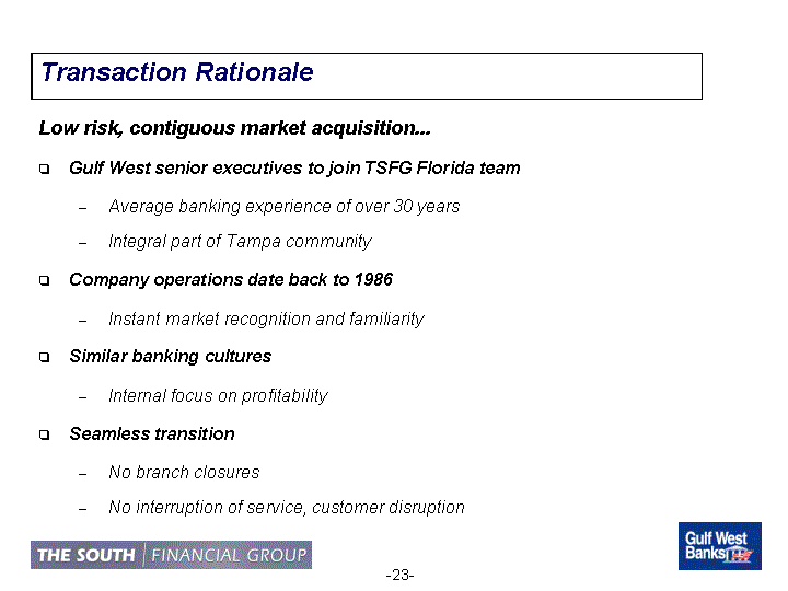 (Transaction Rationale)