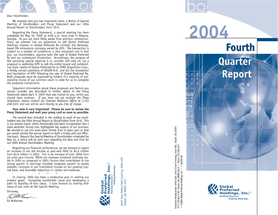 (2004 FOURTH QUARTER REPORT)